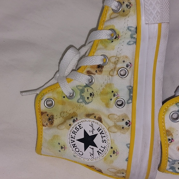Converse CTAS Kids High-Top Sneakers with Dog Print Yellow Detail Size 13 - Picture 10 of 14